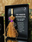 Wicca Occult Witch Broom Magick Broomstick With Pentagram Pendant Lucky Charm