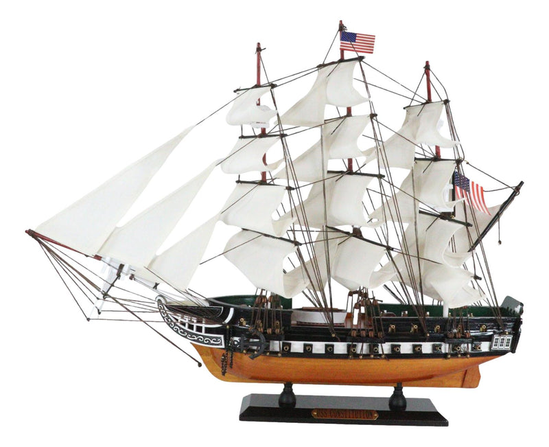 23"L Handicraft Wood Old Ironsides USS Constitution Navy Frigate Ship Model