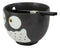 Whimsical Ceramic Black Owl Ramen Udong Noodles Soup Bowl With Chopsticks Set