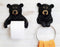 Ebros Whimsical Black Bear Toilet Paper and Hand Towel Holder Set Bathroom Decor