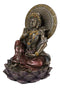 Buddha Goddess Guanyin Kuan Yin On Lotus With Immeasurable Light Disc Figurine