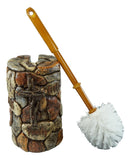 Rustic Solid Rock of Christ Cross Joy Hope Peace Love Toilet Brush & Holder Set
