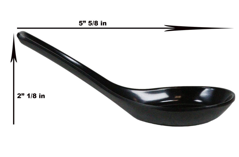Glossy Black Melamine Soup Spoons Pack Of 6 Set Restaurant Supply Food Spoon