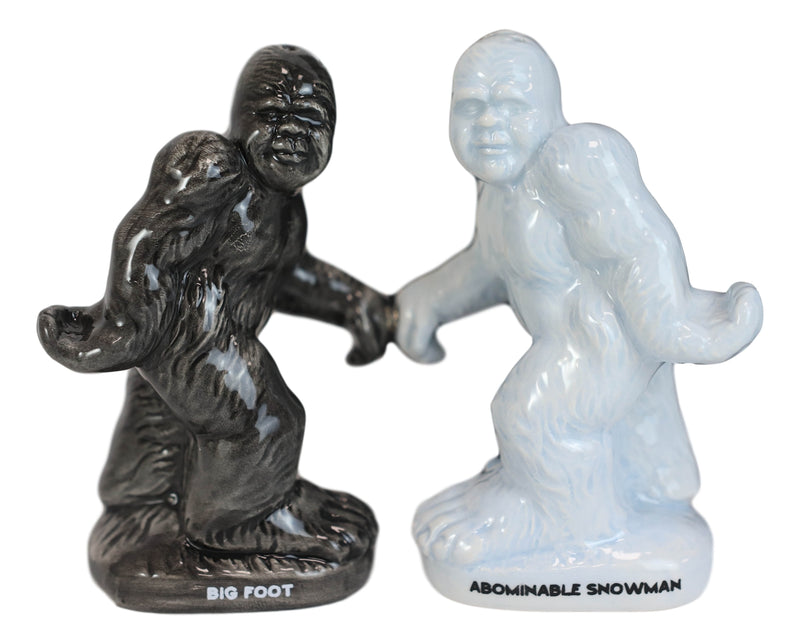 Ceramic Abominable Snowman Yeti And Bigfoot Salt And Pepper Shakers Figurine Set