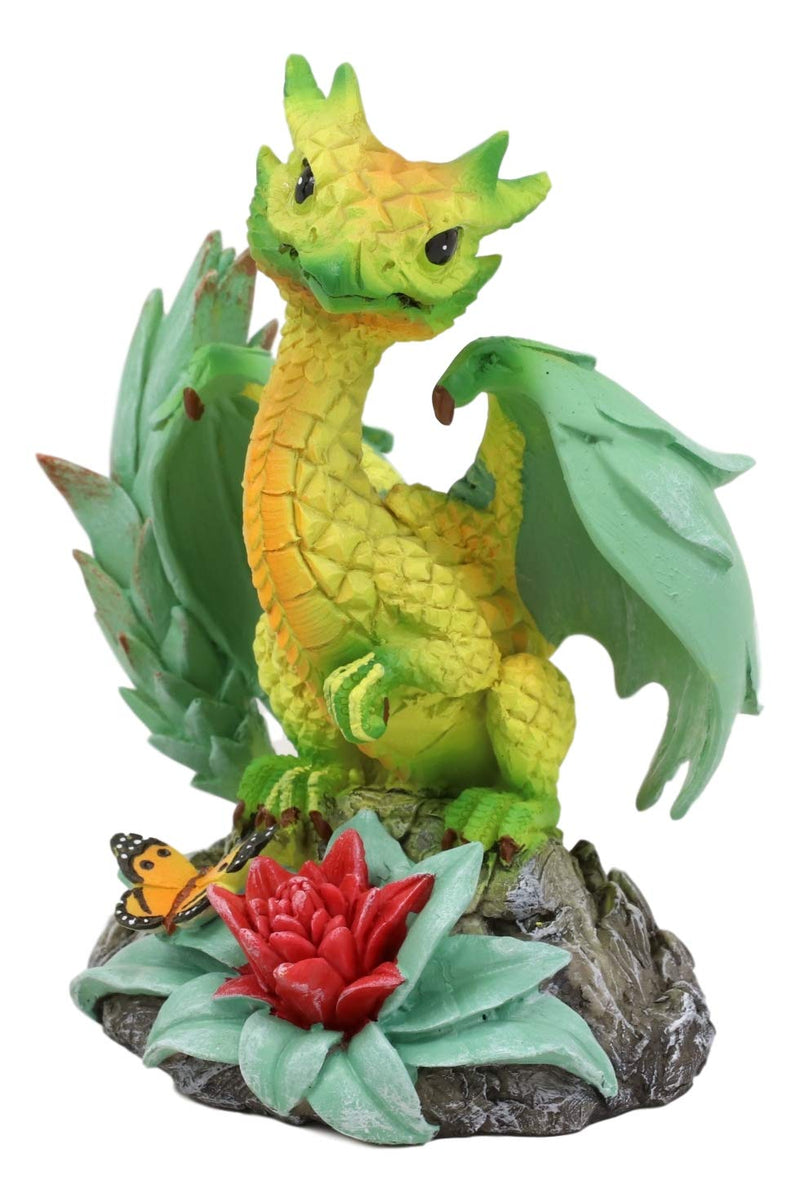 Ebros Fantasy Green Thumb Tropical Pineapple Dragon Statue Fairy Garden Collectible