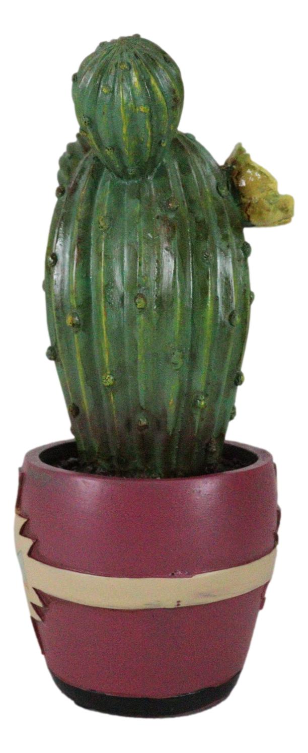 Western Faux Yellow Flowering Cactus Succulent Plant in Navajo Vector Pot Decor