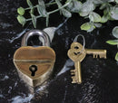Set Of 2 Gold Tone Keepsake Brass Small Heart Love Shaped Padlock With Keys