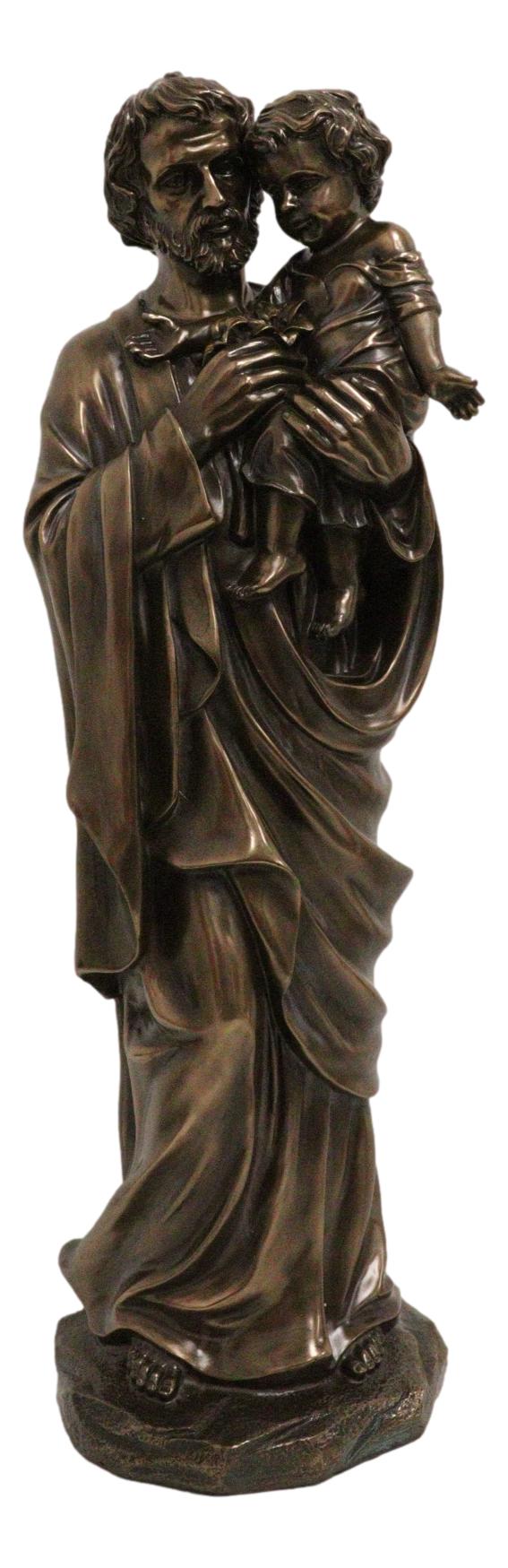 Large Saint Joseph Carrying Child Jesus Decor Statue 24"H Holy Family Figurine