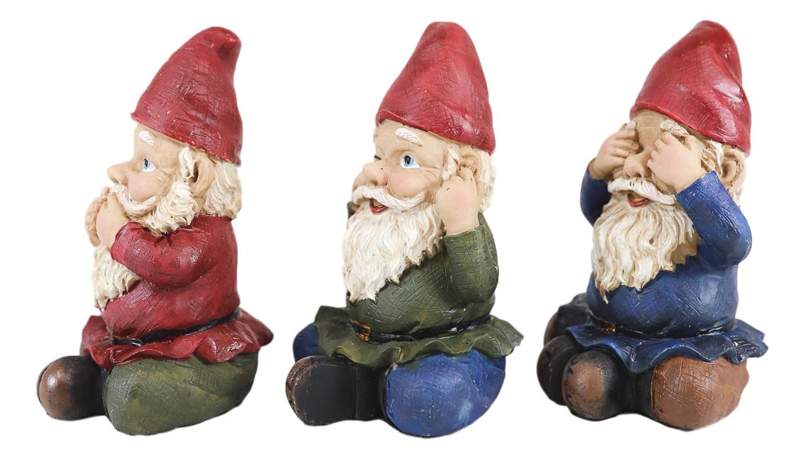 Ebros Whimsical See Hear Speak No Evil Gnomes Statue 4"H Set Of 3 Wise Gnomes - Ebros Gift