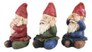 Ebros Whimsical See Hear Speak No Evil Gnomes Statue 4"H Set Of 3 Wise Gnomes