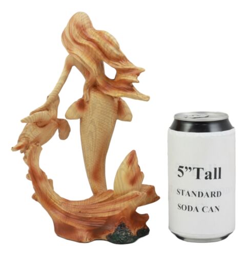 Ebros Ocean Marine Mermaid Princess With Sea Turtle Decor Statue In Faux Wood Resin