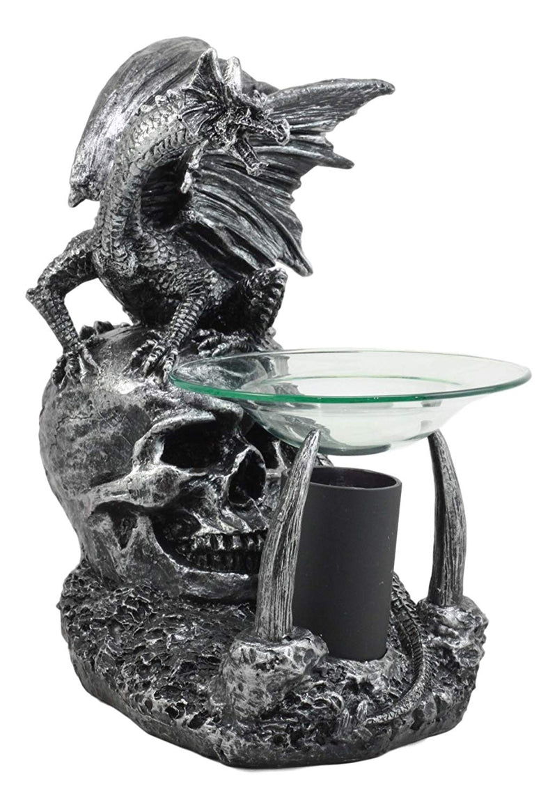 Ebros Skull Graveyard Dragon Electric Oil Burner Or Tart Warmer Statue 8.5" Tall
