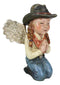 Rustic Western Cowgirl Angel Wearing Hat And Jean Praying On Her Knees Figurine