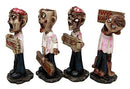 Ebros Set of 4 Brain Eaters Walking Dead Zombie Holding Funny Signs Decorative Figurines 3.75" H