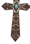 Rustic Western Boho Native Indian Arrows Turquoise Rock Faux Wooden Wall Cross