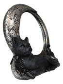 Witchcraft Mystical Black Cat By Crescent Crater Moon Desktop Or Wall Mirror