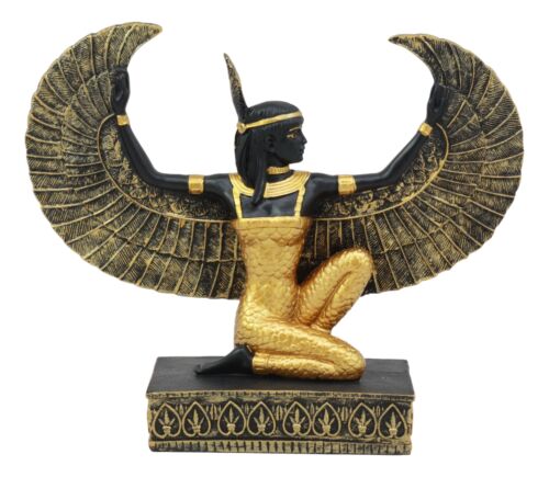 Ebros Egyptian Kneeling Goddess Maat with Open Wings Figurine 8.5" Long Decor Sculpture Collectible - Ebros Gift