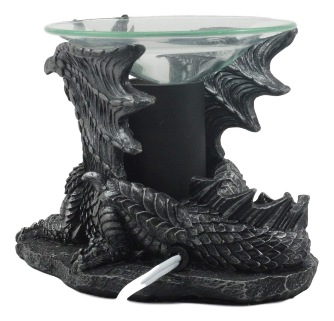 Ebros Mythical Air Behemoth Dragonite Resting Black Dragon Electric Oil Burner Statue - Ebros Gift