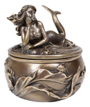 Ebros Fantasy Mermaid Resting With Under The Sea Fishes Decorative Jewelry Box