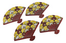 Ebros Set Of 4 Colorful Sunflowers Garden Oriental Fan Shaped Appetizer Sushi Plates