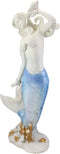 Ebros Large Mermaid Holding Conch Shell Decorative Figurine (Blue & White Ombre)