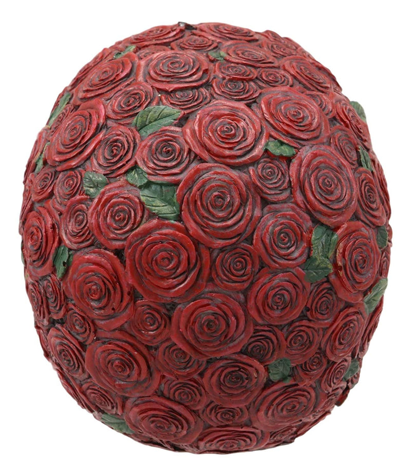 Day of The Dead Red Floral Roses With Green Petals Sugar Skull Figurine Decor
