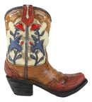 Set of 4 Rustic Western Tooled Leather Finish Cowboy Boots Miniature Figurines