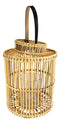 20"H Rustic Western Farmhouse Rattan Wooden Candle Holder Lantern With Hanger