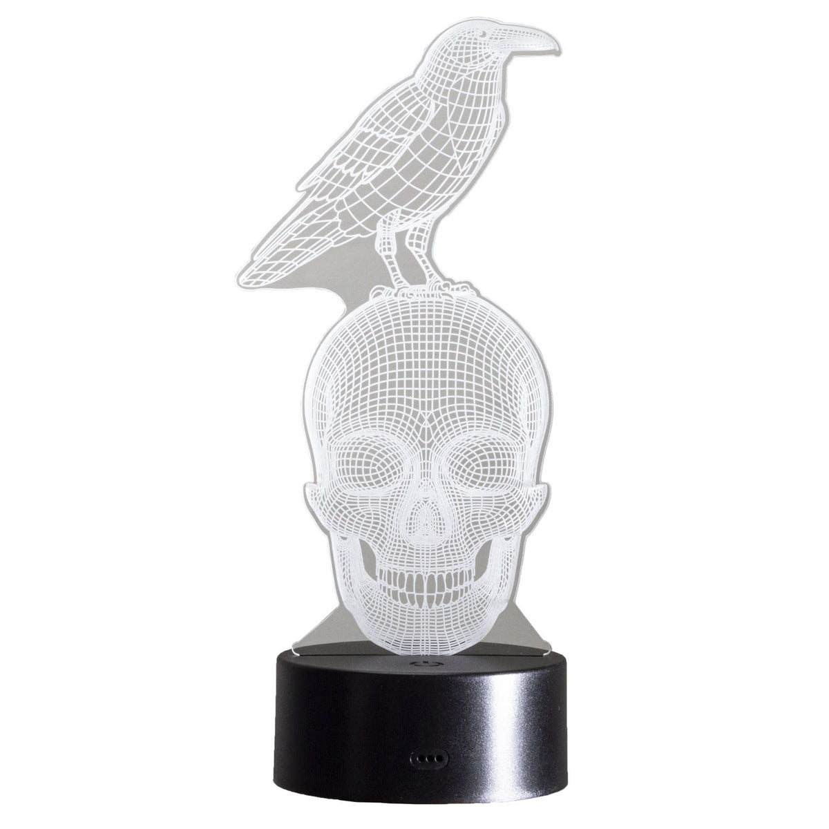 Ebros Gothic Raven On Grinning Skull Acrylic Art Panel Colorful LED Night Light