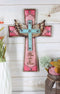 Rustic Western Cowgirl Pink And Turquoise Angel Wings Bless This Home Wall Cross