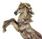 Rustic Western Rearing Prancing Horse in Faux Wooden Carving Resin Figurine