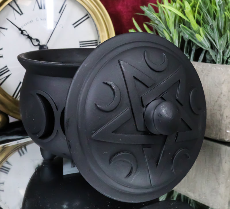 Wicca Triple Moon Goddess Cutout Cauldron Pot For Trinkets Crystals Holder
