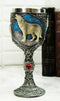 Ebros Gift Celtic Gray Wolf Rhinestone Figurine Goblet 7.5" Height Home Decor
