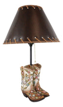 Rustic Western Cowgirl Boots With Colorful Floral Vines Embroidery Table Lamp