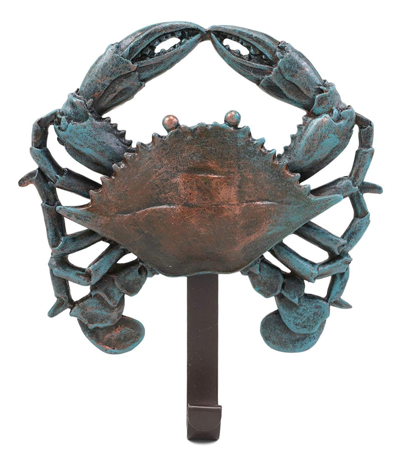 Ebros Gift 6.25" H Nautical Coastal Sea Shellfish Blue Crab Wall Hook Hanging Plaque for Keys Hats Leash Backpacks of Crabs Beach Theme