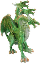 Ebros Green Earth Three Headed Dragon Hydra Roaring Statue 8" Tall Figurine