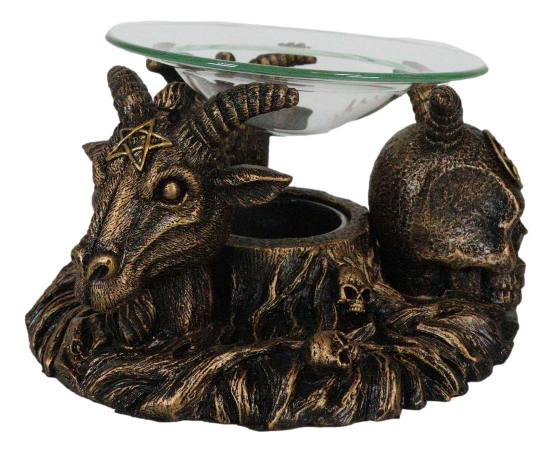 Pagan Occult Baphomet Sabbatic Goat Skull Demon Candle Oil Tart Scent Burner