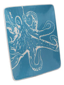 Ebros Nautical Giant Octopus Blue Large Dinner Plate Set of 2 Square 10.75"D