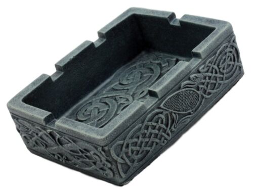 Ebros Gift Rectangular Celtic Dragon Head Tribal Knotwork Ashtray Resin Figurine for Cigar Lovers Gift for Smokers Or As Multipurpose Container Coins Keys Holder