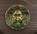 The Horned God Wiccan Winter Season Round Greenman Wall Decor Plaque 5.25"D
