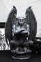 Ebros 12"H Gothic Horned Bulldog Gargoyle W/ Large Wings Crouching On Pedestal Statue