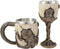 Ebros Shipwrecked Skeleton With Octopus Wine Goblet And Mug Set Drinkware