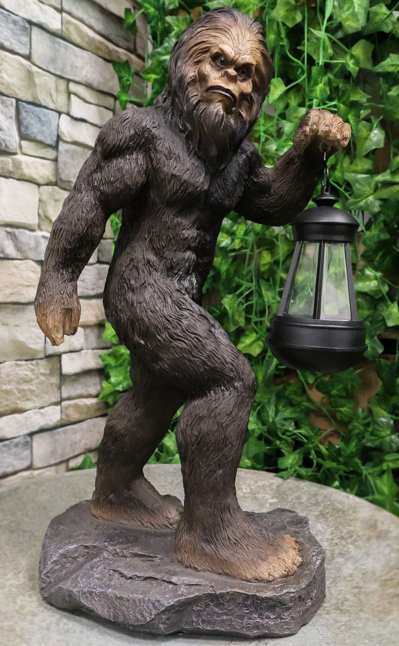 Bigfoot Sasquatch Mythical Legend Ape Man Creature Carrying LED Lantern Statue