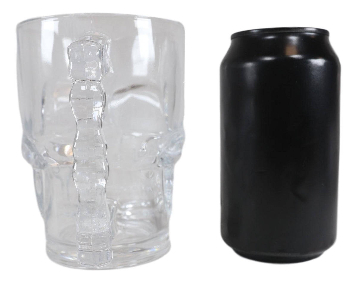 Ebros Day of The Dead Grinning Skull Cranium Novelty Glass Mug W/ Bone Handle