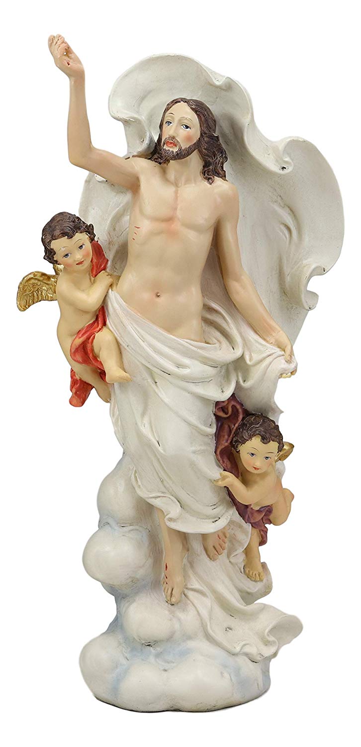 Ebros Christian Catholic Ascension of Christ with Cherubim Angels Statue 12" H Calvary Crucifixion and Resurrection Lord Jesus is Risen Decor Figurine Sculpture