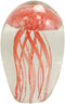Ebros Hand Blown Glass Glow in The Dark Translucent Jellyfish & LED Base (Red)