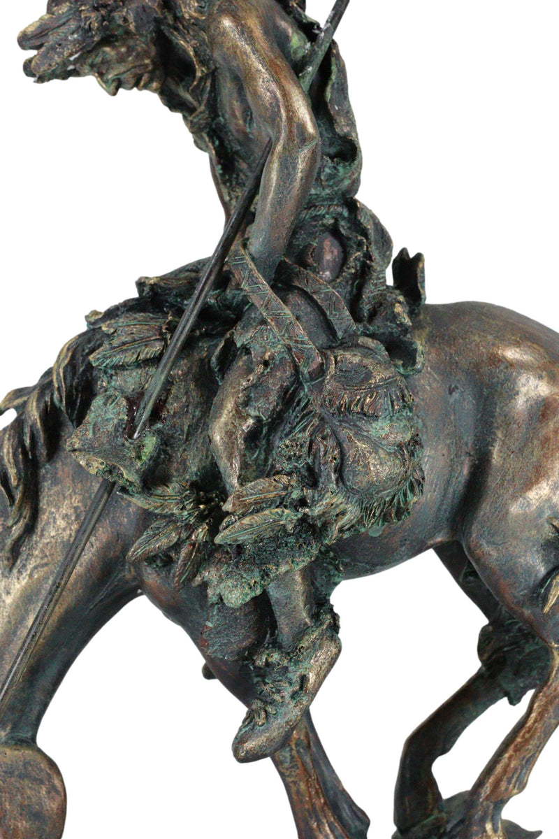 Large End of Trail Bronze Finish Native American Warrior On Horse Figurine