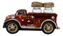 Vintage Red Fire Truck Engine Figurine Holder For Glass Salt and Pepper Shakers