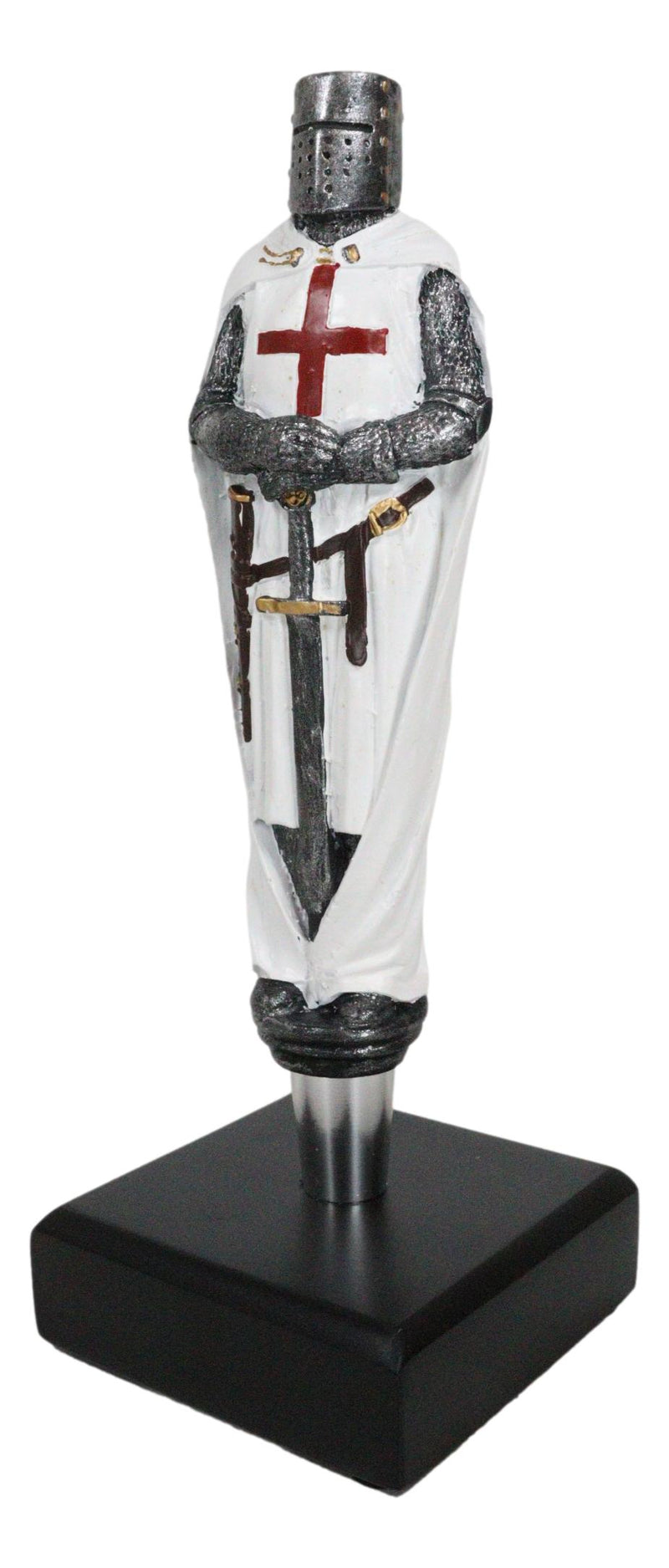 White Cloak Medieval Crusader Knight Swordsman Novelty Beer Tap Handle Figurine