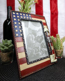 Western Stars USA Flag Fallen Soldier Boots Rifle Helmet Picture Frame 5"X7"